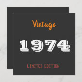 ヴィンテージ1974限定版50th誕生日ギフト 招待状 (正面/裏面)