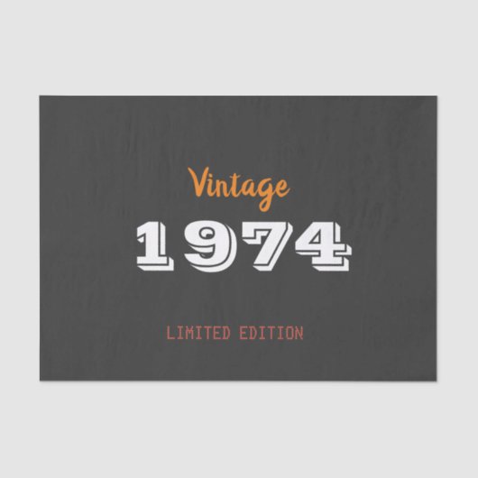 ヴィンテージ1974限定版50th誕生日ギフト 薄葉紙 (正面)