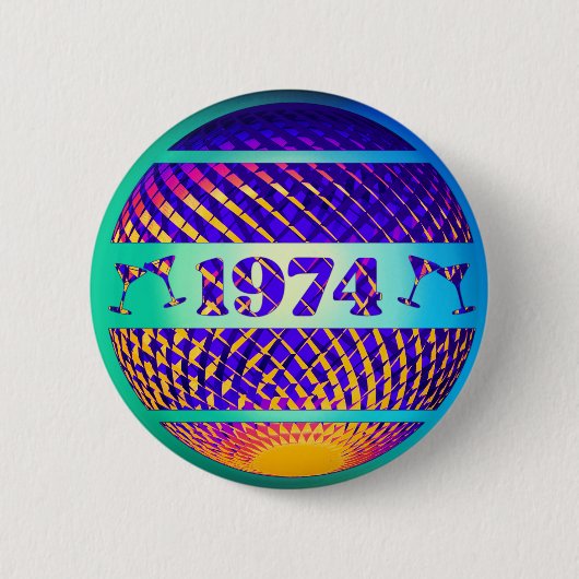 ヴィンテージ1974 50歳の誕生日プレゼント 缶バッジ (正面)