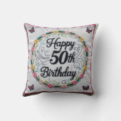 "ヴィンテージ1974": 50番目のバードのレトロ装飾用クッション クッション (裏面)