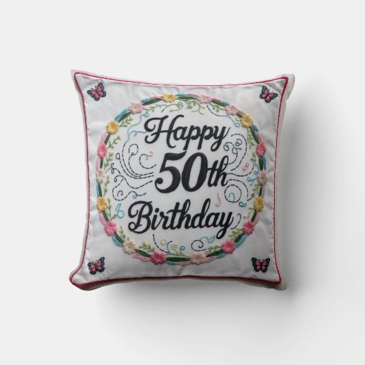 "ヴィンテージ1974": 50番目のバードのレトロ装飾用クッション クッション (正面)