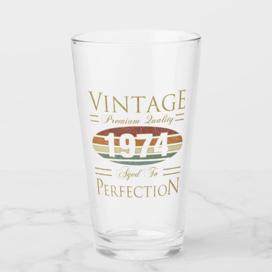 ヴィンテージ1974 50誕生日 タンブラーグラス (正面)