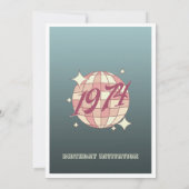 ヴィンテージ1974 50th誕生日レトロダークブルー 招待状 (裏面)