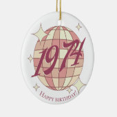ヴィンテージ1974 50th誕生日レトロパープル セラミックオーナメント (右)