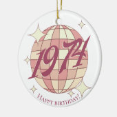 ヴィンテージ1974 50th誕生日レトロパープル セラミックオーナメント (左)