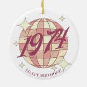 ヴィンテージ1974 50th誕生日レトロパープル セラミックオーナメント (裏面)