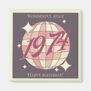 ヴィンテージ1974 50th誕生日レトロパープル マグネット