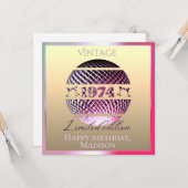 ヴィンテージ1974 50th誕生日金ゴールドカード カード (正面/裏面インサイチュ)