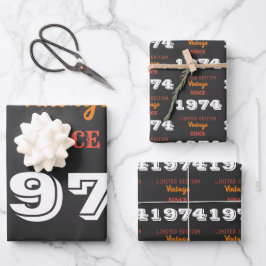 ヴィンテージ1974 52誕生日ギフト限定版 ラッピングペーパーシート