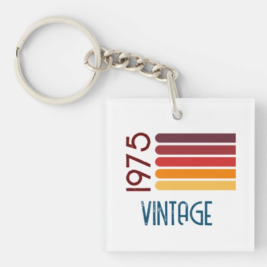 ヴィンテージ1975レトロストライプサン50誕生日 キーホルダー (正面)