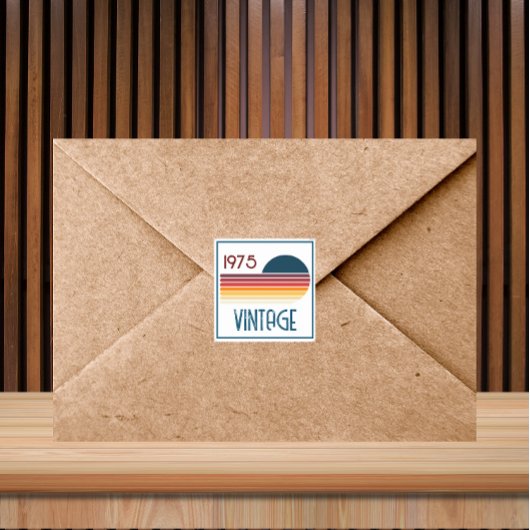 ヴィンテージ1975レトロストライプサン50誕生日 スクエアシール