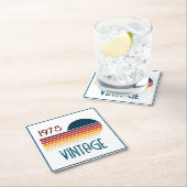 ヴィンテージ1975レトロストライプサン50誕生日 スクエアペーパーコースター (インサイチュ)