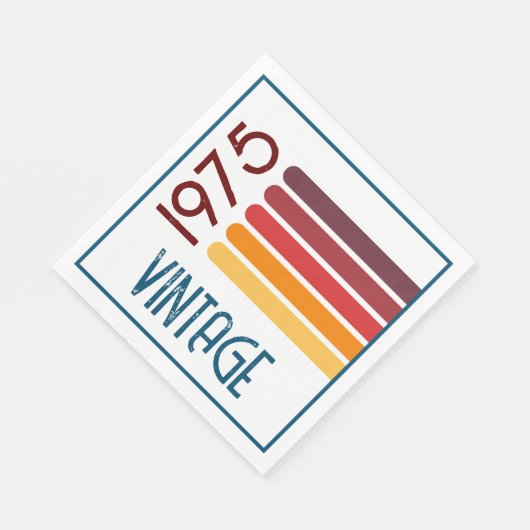 ヴィンテージ1975レトロストライプサン50誕生日 スタンダードランチョンナプキン (角)