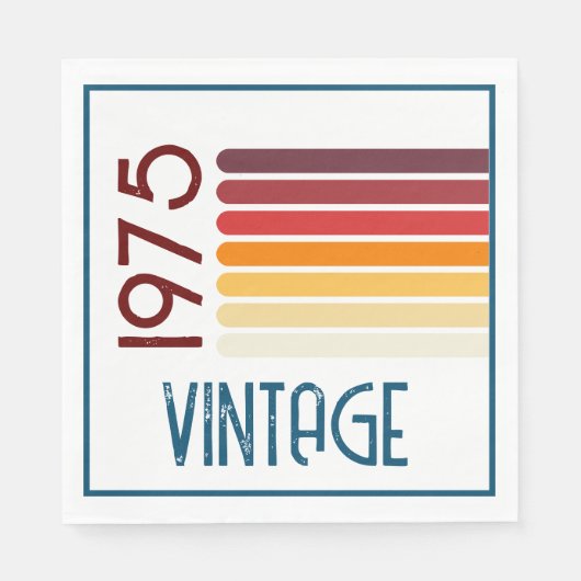 ヴィンテージ1975レトロストライプサン50誕生日 スタンダードランチョンナプキン (正面)