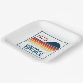 ヴィンテージ1975レトロストライプサン50誕生日 ペーパープレート (傾斜あり)