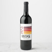 ヴィンテージ1975レトロストライプサン50誕生日 ワインラベル (正面)