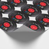 ヴィンテージ1975レトロストライプレコード50誕生日 ラッピングペーパー (角)