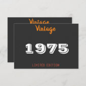 ヴィンテージ1975年限定版50誕生日 サンキューカード (正面/裏面)