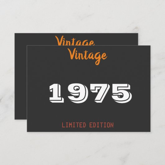 ヴィンテージ1975年限定版50誕生日 サンキューカード (正面/裏面)