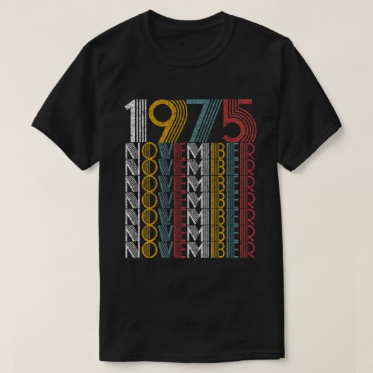 ヴィンテージ1975年11月誕生日ギフト Tシャツ (デザイン正面)