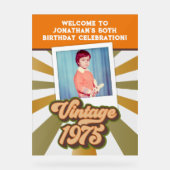 ヴィンテージ1975年 50歳誕生日写真歓迎 アクリルサイン (正面)