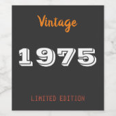 ヴィンテージ1975限定版50th誕生日ギフトNa ワインラベル (シングルラベル)