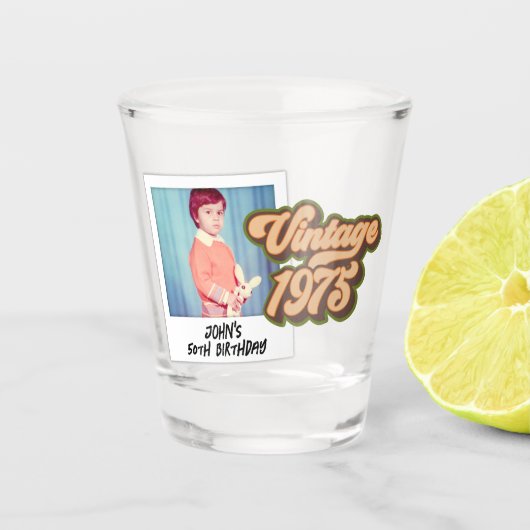 ヴィンテージ1975 50誕生日写真 ショットグラス (正面)
