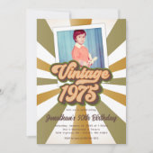 ヴィンテージ1975 50誕生日写真 招待状 (正面)