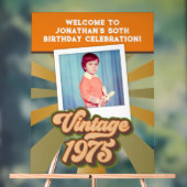 ヴィンテージ1975 50th誕生日フォトウェルカム アクリルサイン (ニュートラル)
