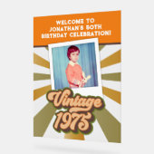 ヴィンテージ1975 50th誕生日フォトウェルカム アクリルサイン (傾斜)
