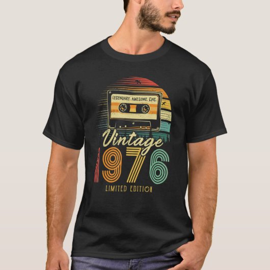ヴィンテージ1976レトロカセット1976 46番目の誕生日46 Tシャツ (正面)