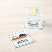 ヴィンテージ1976レトロストライプサン50誕生日 スクエアペーパーコースター (インサイチュ)