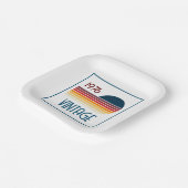 ヴィンテージ1976レトロストライプサン50誕生日 ペーパープレート (傾斜あり)