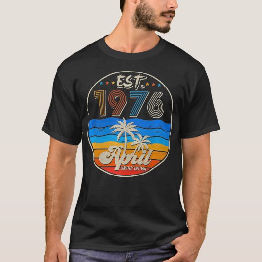 ヴィンテージ1976年4生まれ月46日誕生日(1976年4月) 46Y Tシャツ (正面)