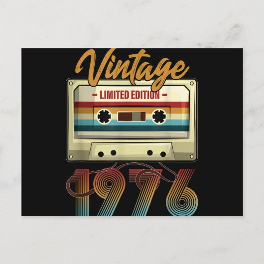 ヴィンテージ1976年45歳の誕生日カセットテープ誕生日 シーズンポストカード (正面)