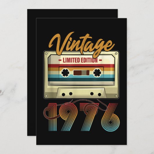 ヴィンテージ1976年45歳の誕生日カセットテープ誕生日 招待状 (正面/裏面)