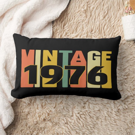 ヴィンテージ1976誕生日キューブパフ ランバークッション (ブランケット)