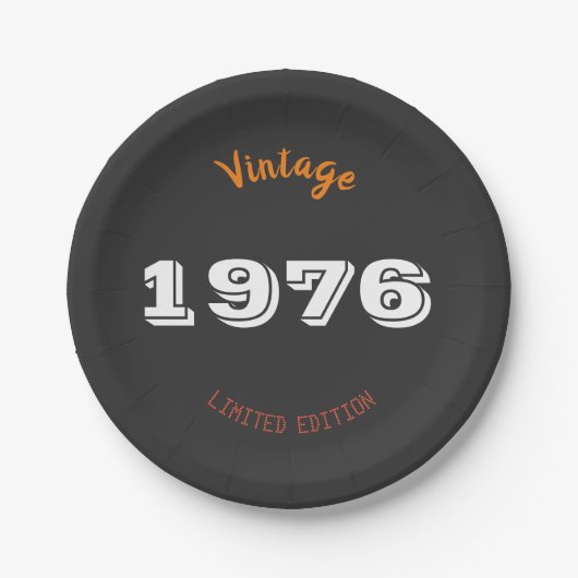 ヴィンテージ1976限定版50歳の誕生日パーティー ペーパープレート (正面)