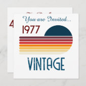 ヴィンテージ1977レトロストライプサン50歳の誕生日 招待状 (正面/裏面)
