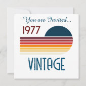 ヴィンテージ1977レトロストライプサン50誕生日 招待状 (正面)