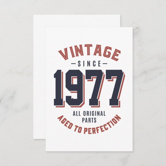 ヴィンテージ1977年の誕生日ギフト 出欠カード (正面/裏面)