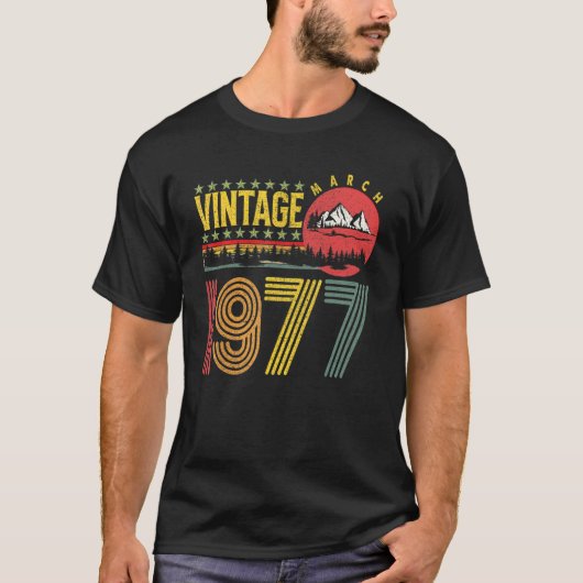 ヴィンテージ1977年3月45歳誕生日 Tシャツ (正面)