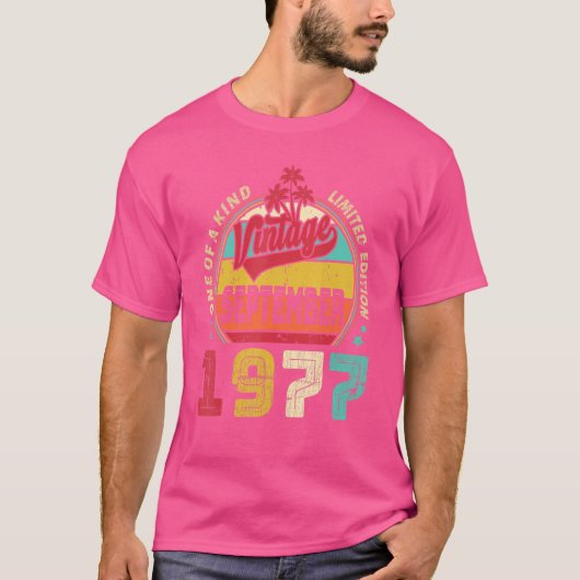 ヴィンテージ1977年9素晴らし月以来45番目の誕生日 Tシャツ (正面)