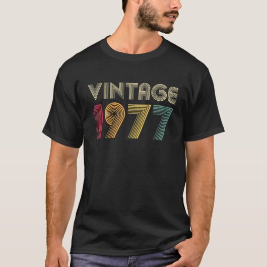 ヴィンテージ1977 44th誕生日レトロ男性44年 tシャツ (正面)