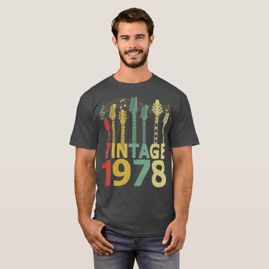 ヴィンテージ1978ギタリストギターラバーギフト42nd tシャツ (正面フル)