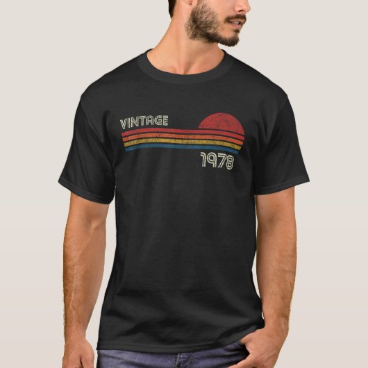 ヴィンテージ1978胸ストライプ誕生日 Tシャツ (正面)