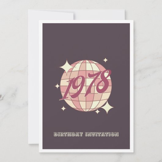 ヴィンテージ1978 46th誕生日レトロパープル招待状 招待状 (裏面)