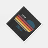 ヴィンテージ1979ストライプレトロサンオンブラック スタンダードランチョンナプキン (角)