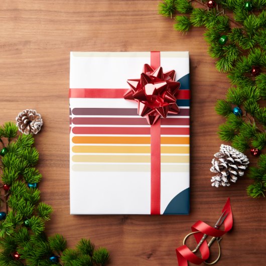 ヴィンテージ1979レトロストライプサン ラッピングペーパー (クリスマスギフト)