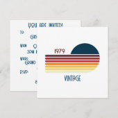 ヴィンテージ1979レトロストライプサン 招待状 (正面/裏面)